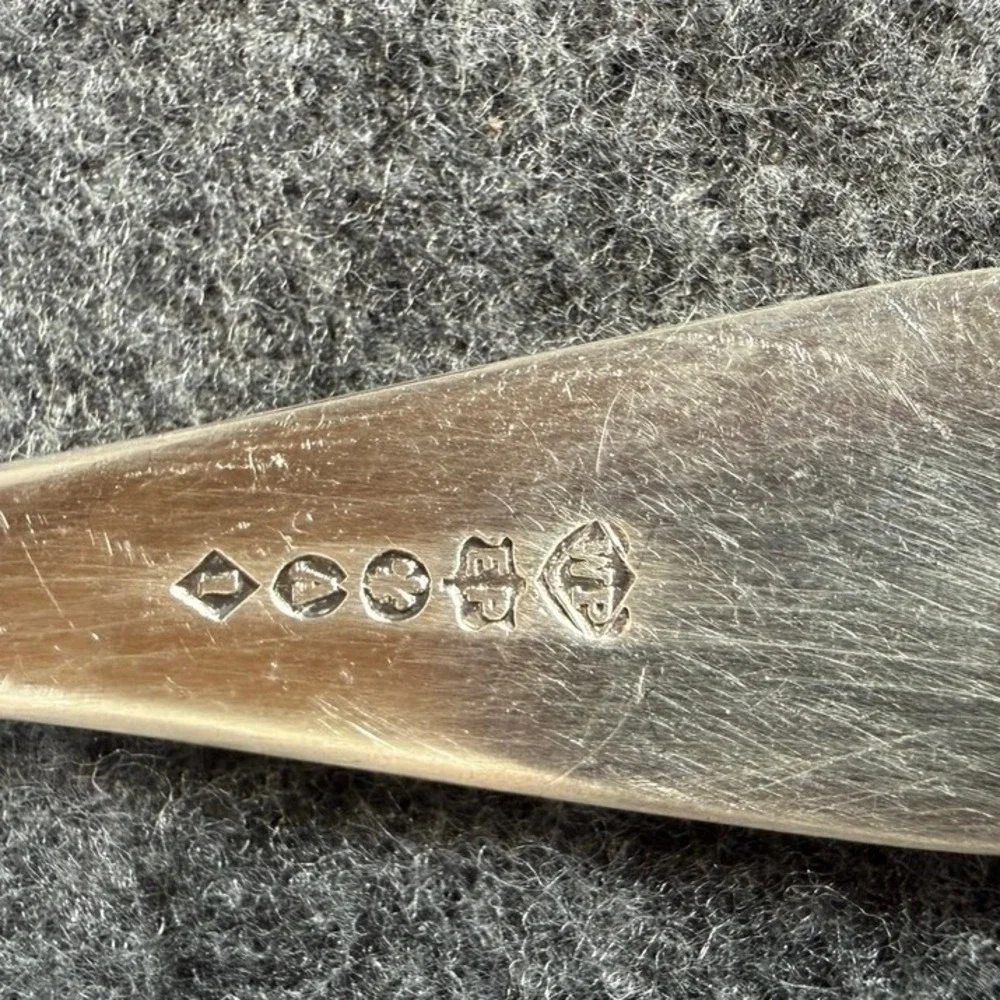 Antique‎ William Page WP EP Silver Plate Teaspoon Monogrammed Fiddle Shell Spoon